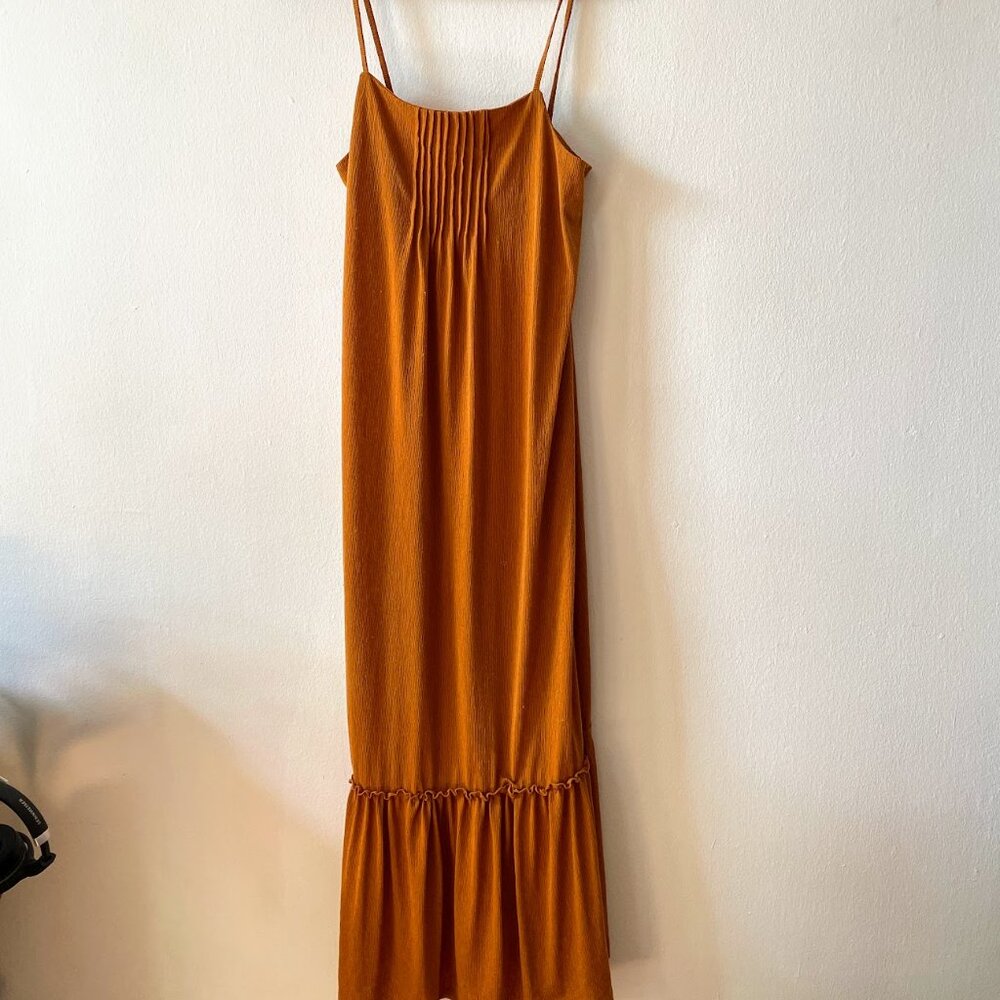 Zara Golden Frilled Maxi Dress - Picture 3 of 5